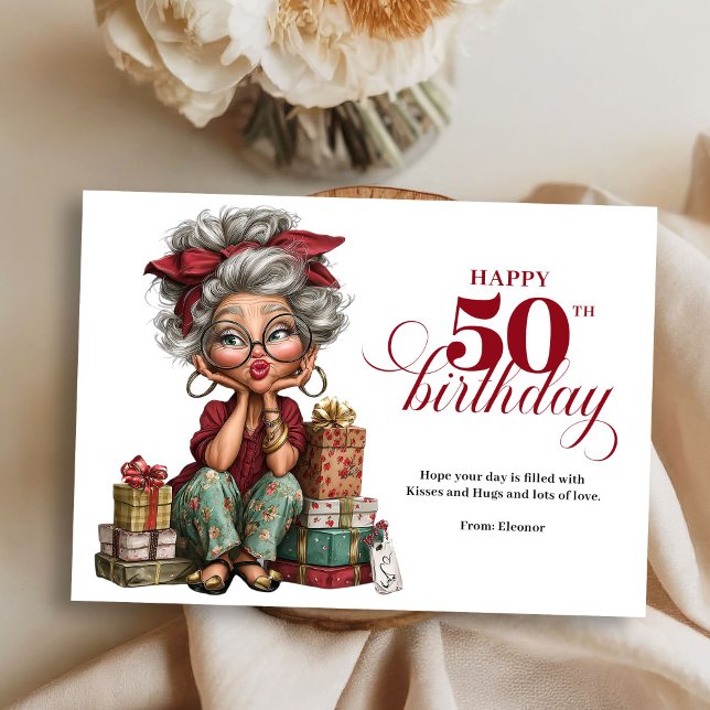 Turning 50 quirky woman fun humorous greeting inbjudningar (Turning 50 quirky woman fun humorous greeting)
