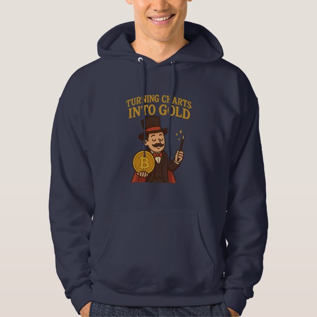 Turning Charts Into Gold Bitcoin Magician Hoodie (Framsida)