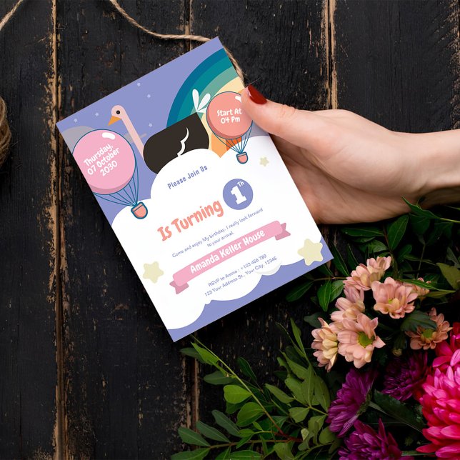 Turning en födelsedag - Cute Rainbow Inbjudningar (Skapare uppladdad)