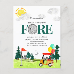 Turning FORE Golf Boy Golfing Par-T 4e födelsedage Vykort