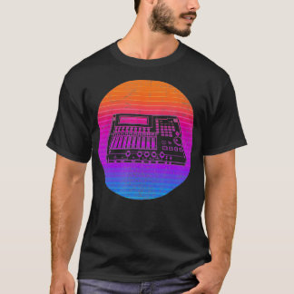 Turntable DJ-blandare på vintage sunset-grafik T Shirt