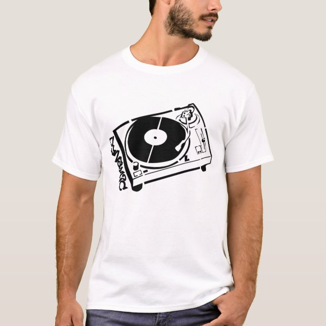 Turntablen stencilerar t shirt (Framsida)