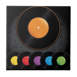 Turntablerekord i livliga färger kakelplatta