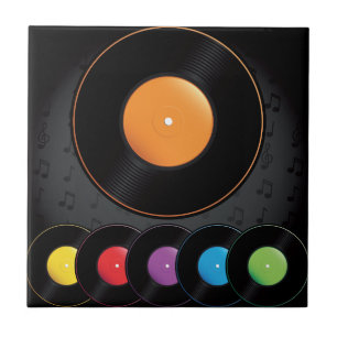 Turntablerekord i livliga färger kakelplatta