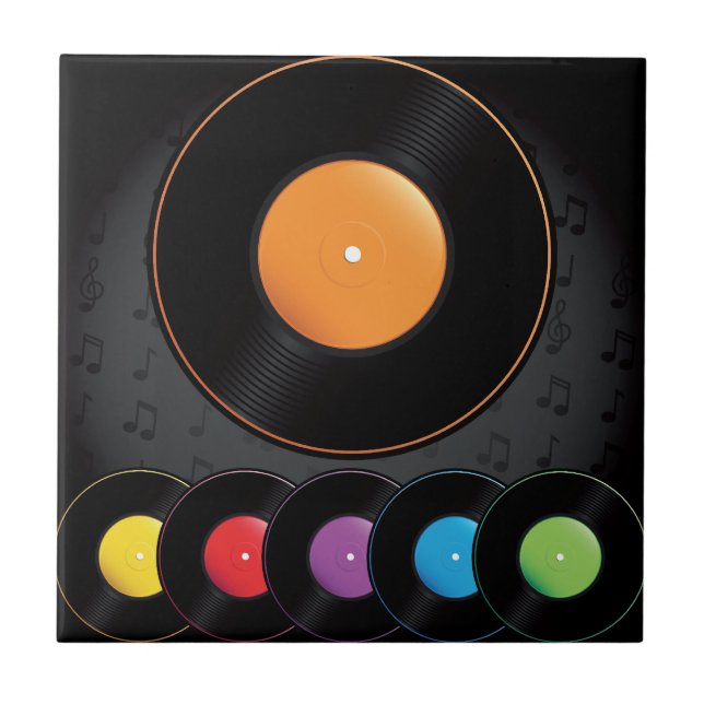 Turntablerekord i livliga färger kakelplatta (Framsidan)