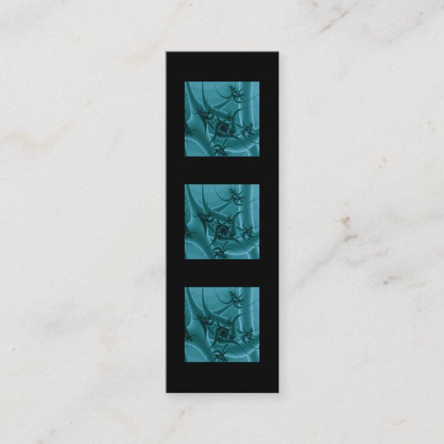 Turocise Blue och Teal Fractal Art Design. Mini Visitkort (Framsida)