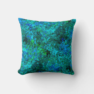 Turocise Blue Teal & Grönt Artistic Abstrakt Kudde