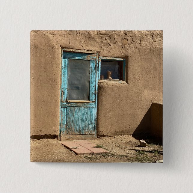 Turocise Door Taos Pueblo Photography Knapp (Framsida)