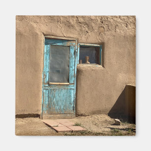 Turocise Door Taos Pueblo Photography Magnet
