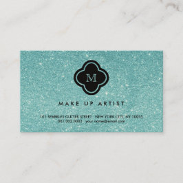 Turocise Glitter Sparkles Quatrefoil-profilkort Visitkort