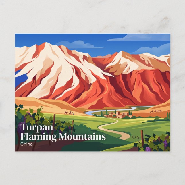 Turpan Flaming Mountains Kina Vykort (Framsida)