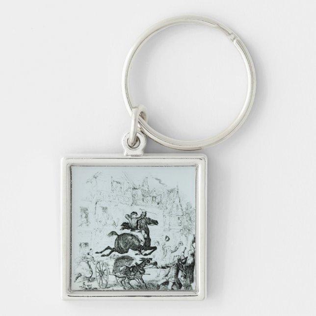 Turpins flyg till och med Edmonton Fyrkantig Silverfärgad Nyckelring (Framsidan)