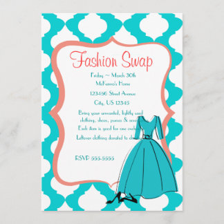 Turqoise & Coral Mode Swap Inbjudningar