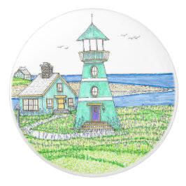 Turqoise Lighthouse Ceramic Knob Knopp