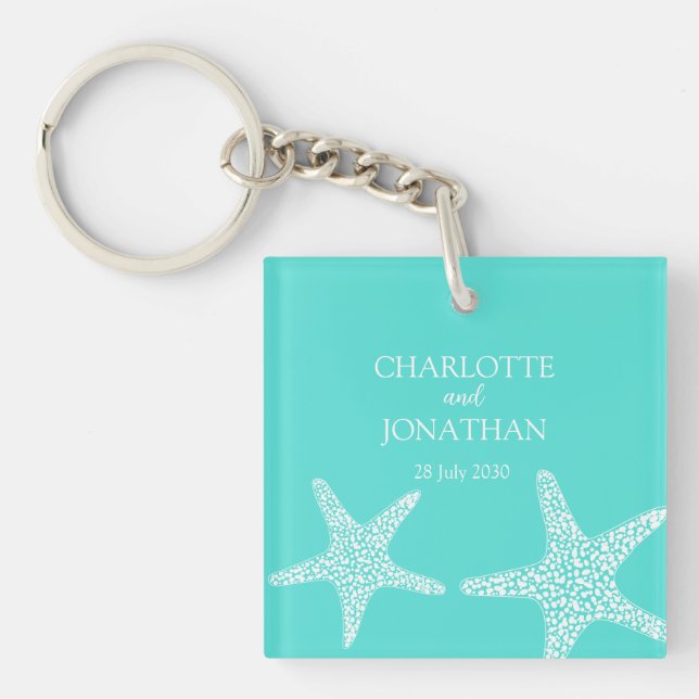 Turqoise Modern Tropical Starfish Beach Wedding (Framsidan)