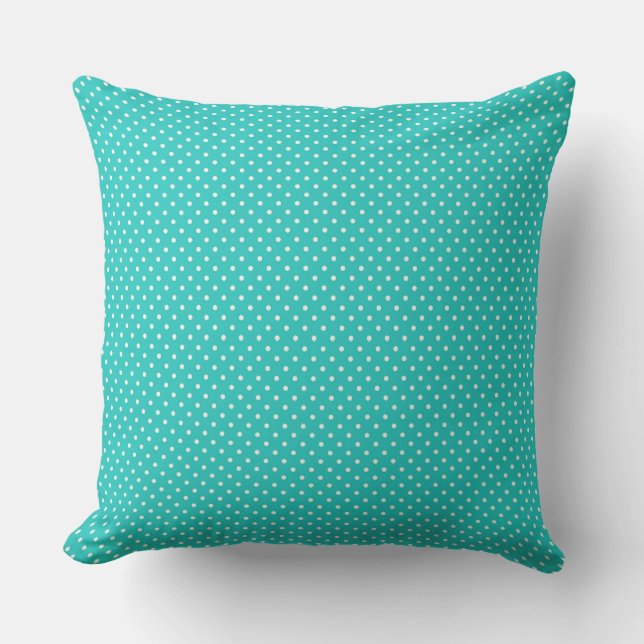 Turqouise Ad White Polka dots Dekorativ kudde (Framsida)