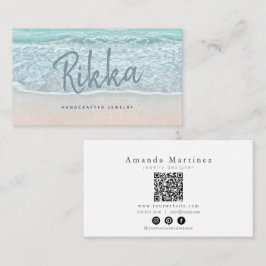 Turquioise Ocean Sandy Beach Handmade Jewelry QR Visitkort