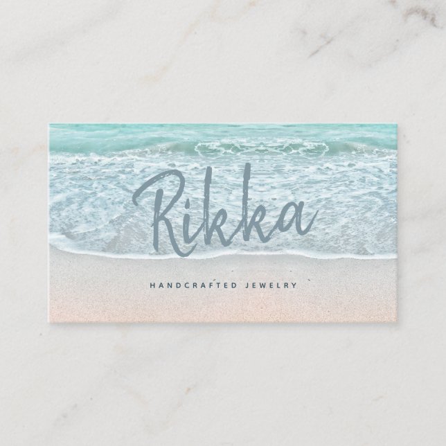 Turquioise Ocean Sandy Beach Handmade Jewelry Visitkort (Framsida)