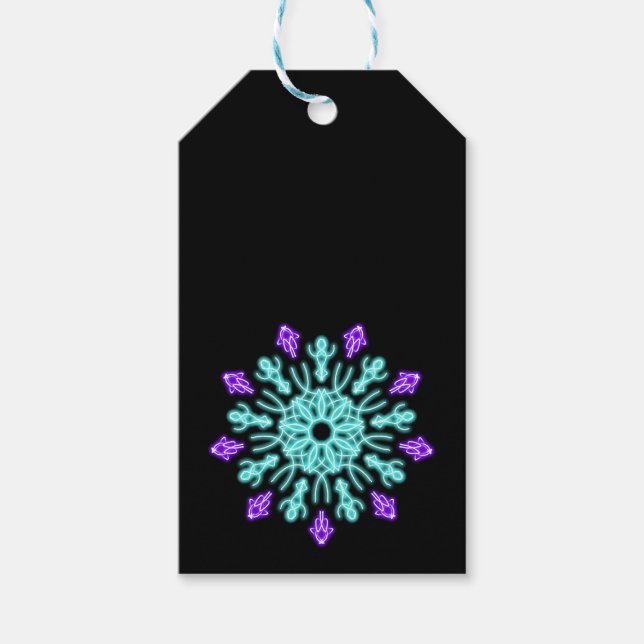 Turquios och lila neonblomma presentetikett (Framsidan)