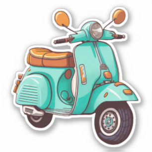 Turquiose Vespa Motor Scooter Stcker Klistermärken