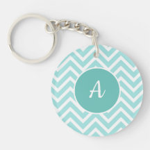 Turquis och vit chevron mönster monogram