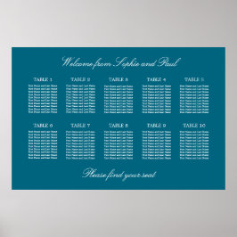 Turquise 10 Bord Bröllop-sätesdiagram Poster