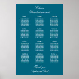 Turquise 12 Bord Bröllop-sätesdiagram Poster