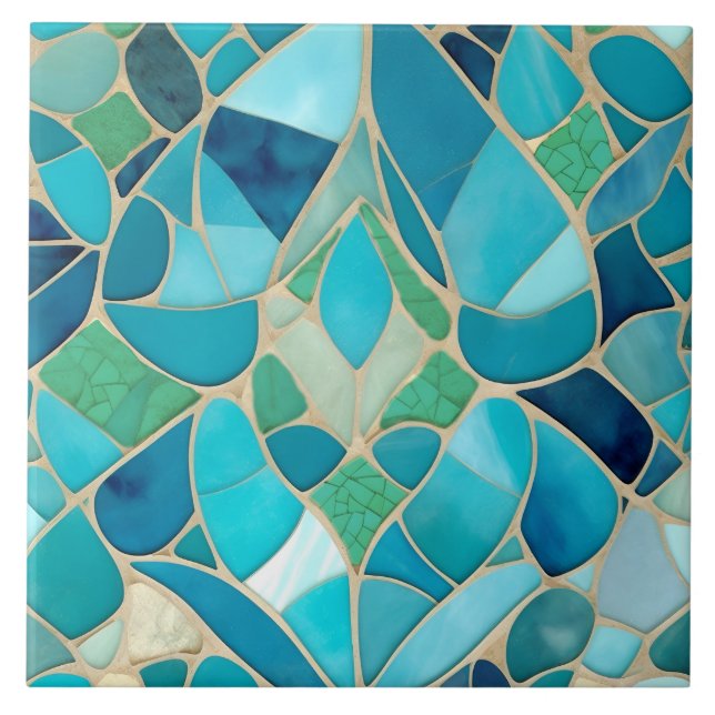 Turquise Abstrakt Mosaic with Art Deco stil Kakelplatta (Framsidan)