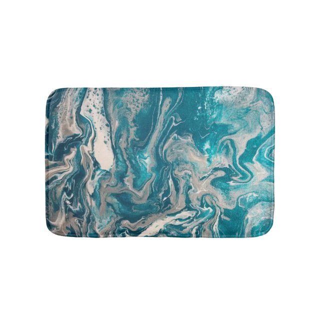 Turquise Abstrakt Small Bath Mat Badrumsmatta (Framsidan)
