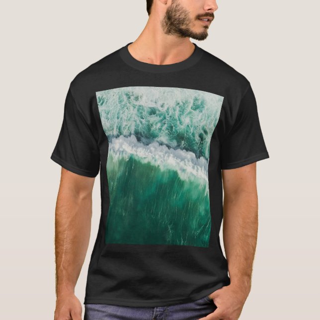 Turquise Aerial Wave: Drone Shot T Shirt (Framsida)