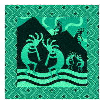 Turquise and Black Kokopelli Southwest Wall Art