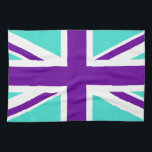 Turquise and Lila Union Jack Kökshandduk<br><div class="desc">Turquise och lila mönster baserat på Union Jack.</div>