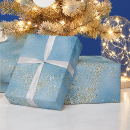 Turquise Aqua Blue Glam Guld Glitter Presentpapper