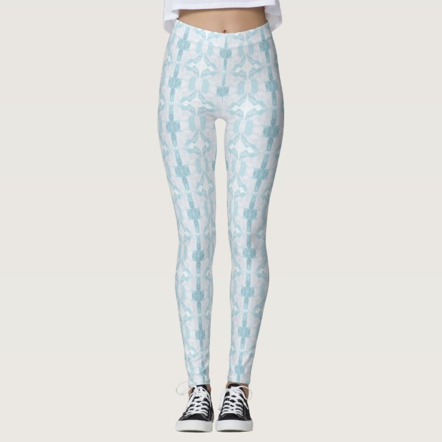 Turquise aqua Diamond geometric design Leggings (Framsida)