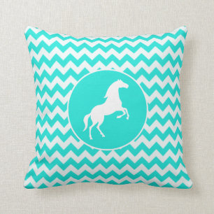 Turquise, Aqua Färg Chevron, Equestrian Kudde