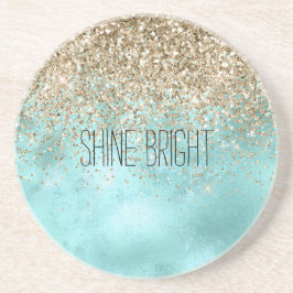 Turquise Aqua Guld Glam Glitter Gnistra Underlägg