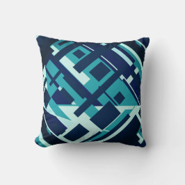 Turquise Aqua Navy Diagonal Geometric Design Kudde
