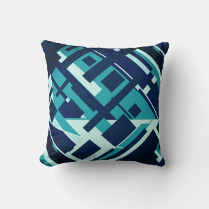 Turquise Aqua Navy Diagonal Geometric Design Kudde