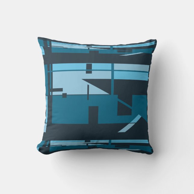 Turquise Aqua Navy Southwest Art-inspirated Mosaic Kudde (Framsida)