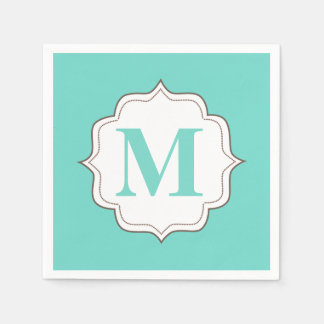 Turquise Aqua Personlig Monogram Napkins Pappersservett