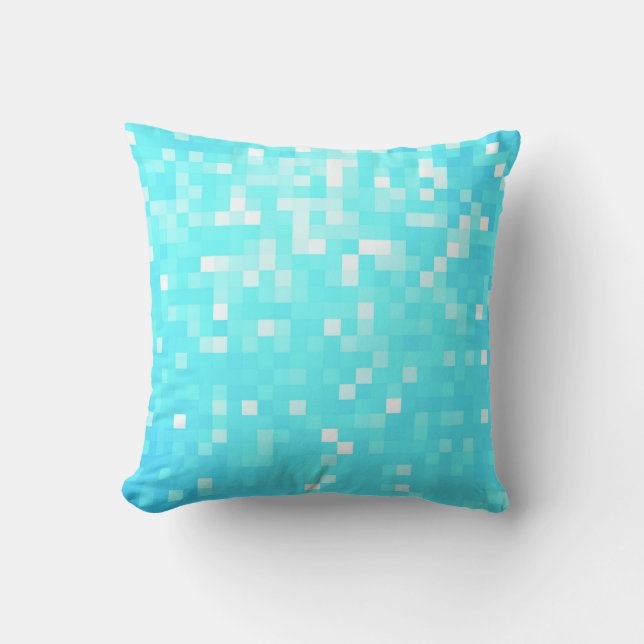 Turquise Aqua Pixel Pillow Kudde (Framsida)