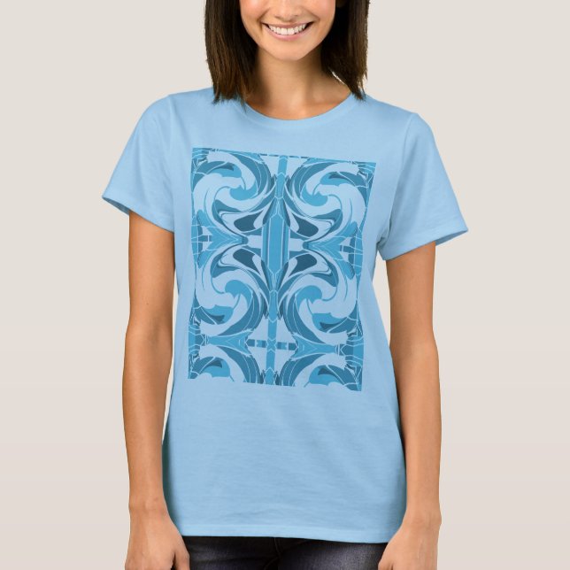 Turquise Aqua Swirling Mosaic Mediterranean look T Shirt (Framsida)