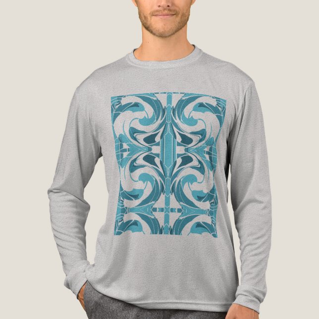 Turquise Aqua Swirling Mosaic Mediterranean look T Shirt (Framsida)
