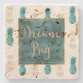 Turquise Aqua White Pineapples Dream Stenunderlägg