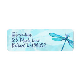 Turquise, Aquamarine Dragonfly Address Label Returadress Etikett