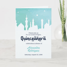 Turquise Arabian Nights Watercolor Quinceañera Inbjudan