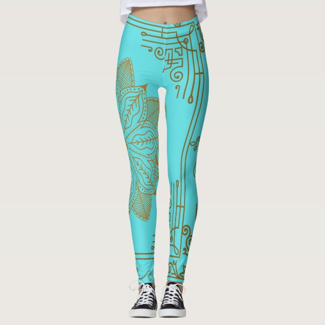 "Turquise" Art nouveau Leggings (Framsida)