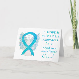 Turquise Awareness Ribbon Anpassningsbar Angel Car Kort