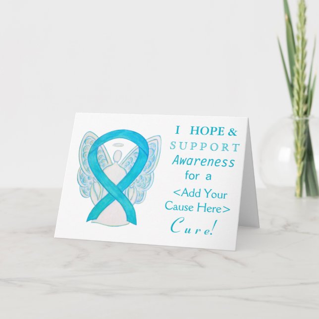 Turquise Awareness Ribbon Anpassningsbar Angel Car Kort (Framsida)