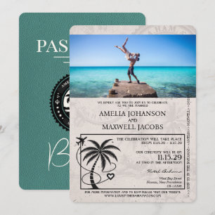 Turquise Bahamas Passport Bröllop Inbjudningar